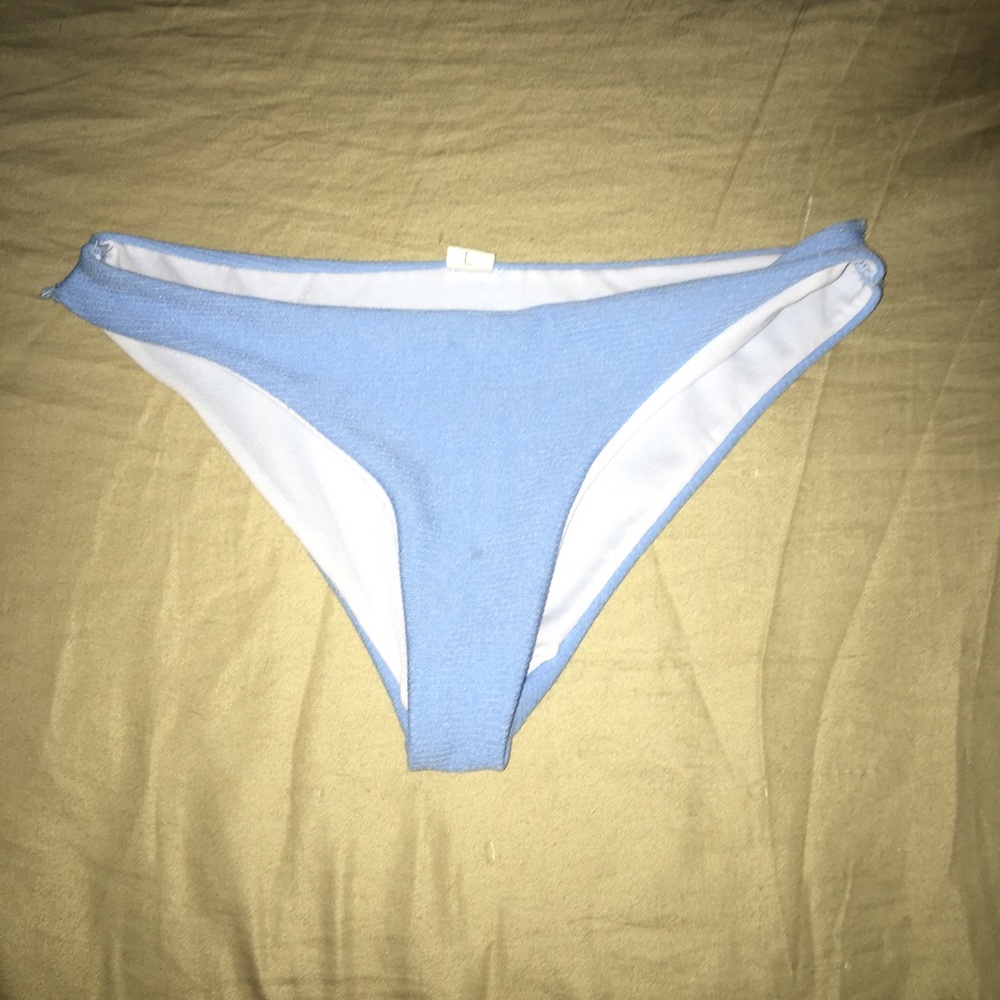 Light Blue Ribbed Cheeky Bikini Bottoms